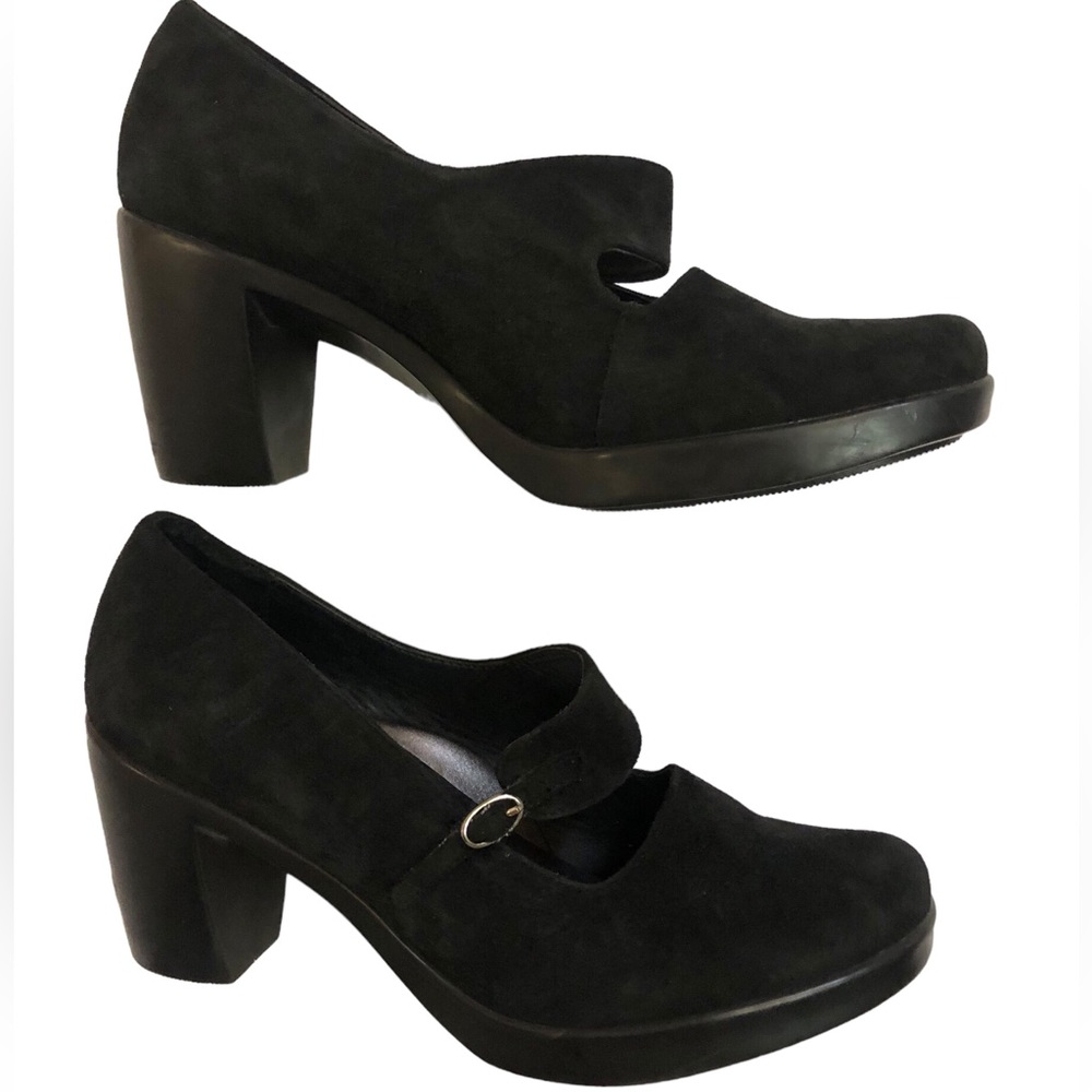 Dansko Women’s Black Tara Suede Leather Maryjane Heels Shoes Size 8.5 US/39 EU